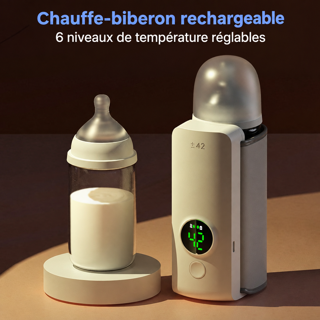 Chauffe-biberon rechargeable avec six niveaux de température réglables