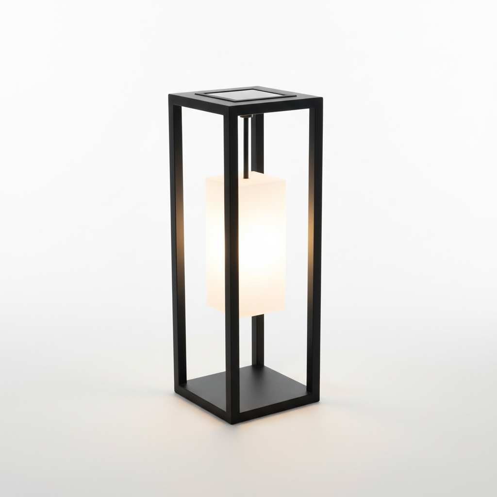 Lanterne solaire de jardin en métal noir avec éclairage LED