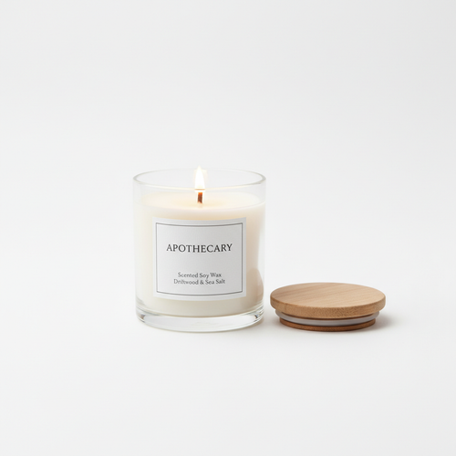 Bougie parfumée en cire de soja avec mèche en bois