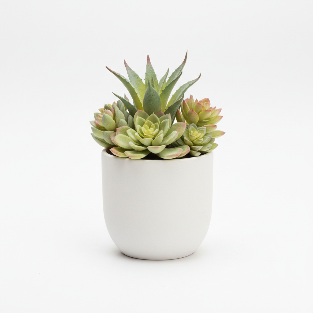 Plante artificielle ultra-réaliste en pot céramique blanc